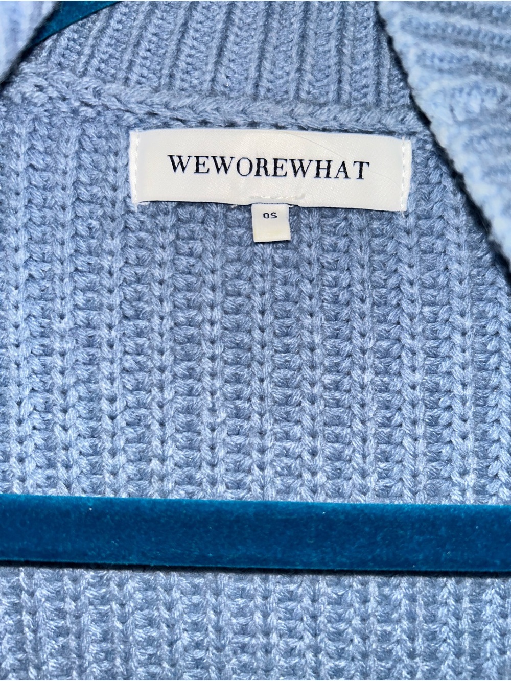 WeWoreWhat Light Blue Ribbed Knit Women's Cardigan